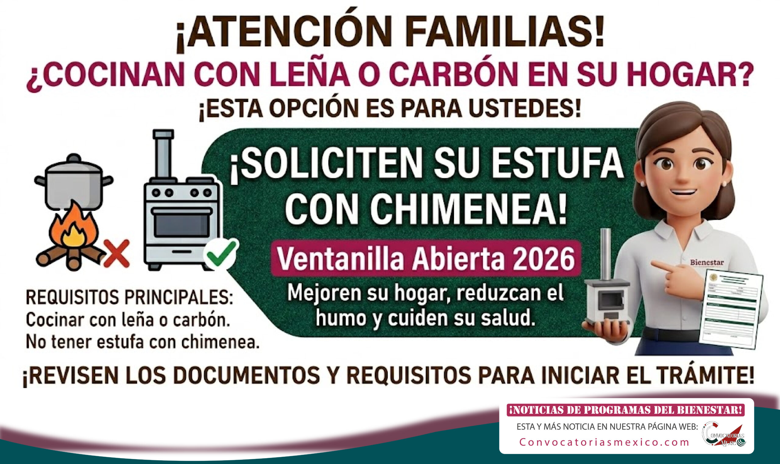 Se mantiene abierta la ventanilla 2026 de Estufas Ecológicas para familias que cocinan con leña o carbón
