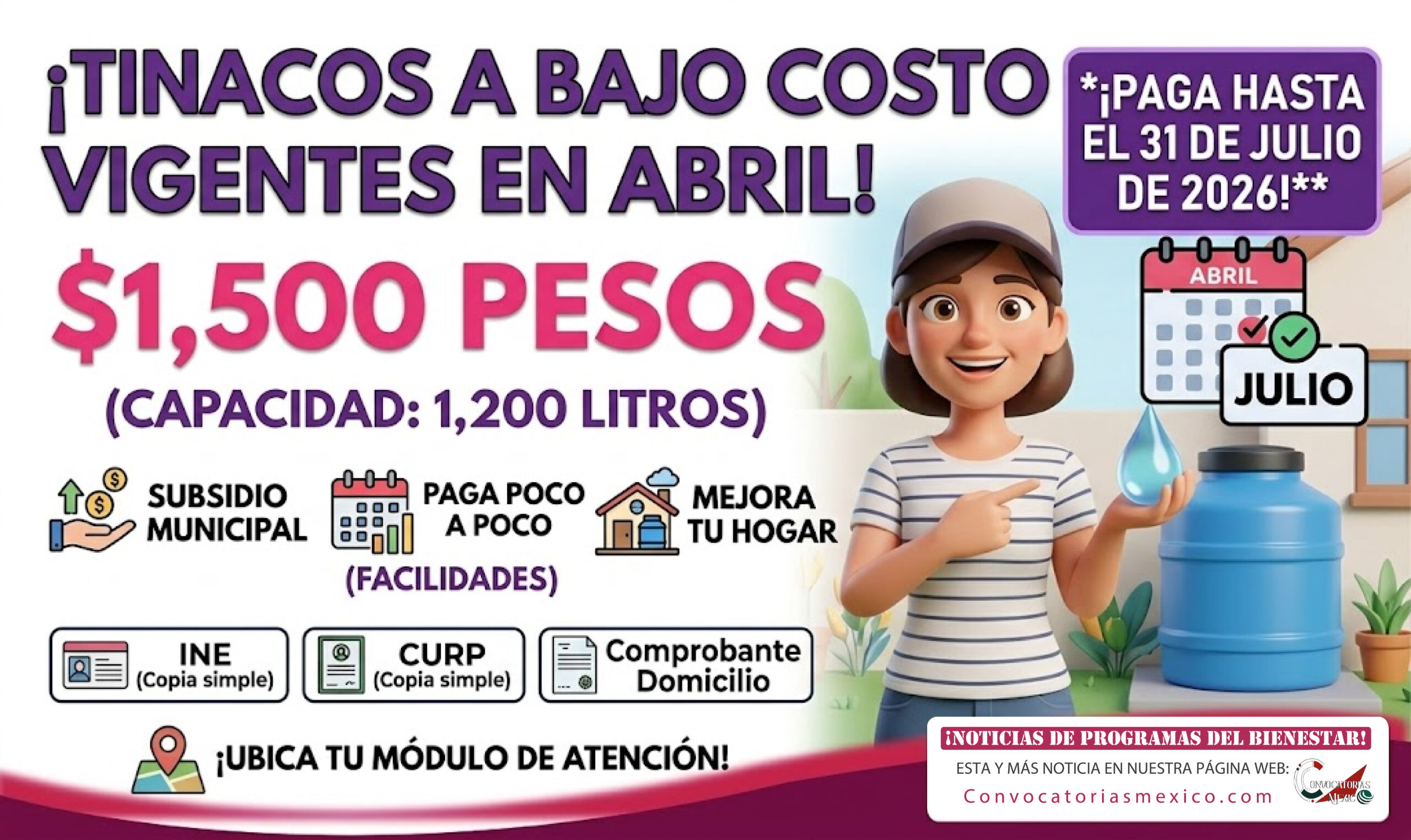 Tinacos a bajo costo: siguen vigentes en abril y tienes hasta el 31 de julio de 2026 para liquidar