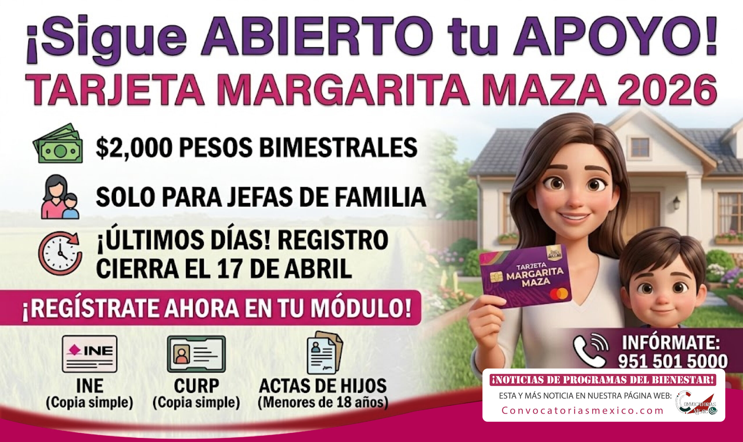 Tarjeta Margarita Maza 2026: sigue abierta en abril y el registro cierra el 17