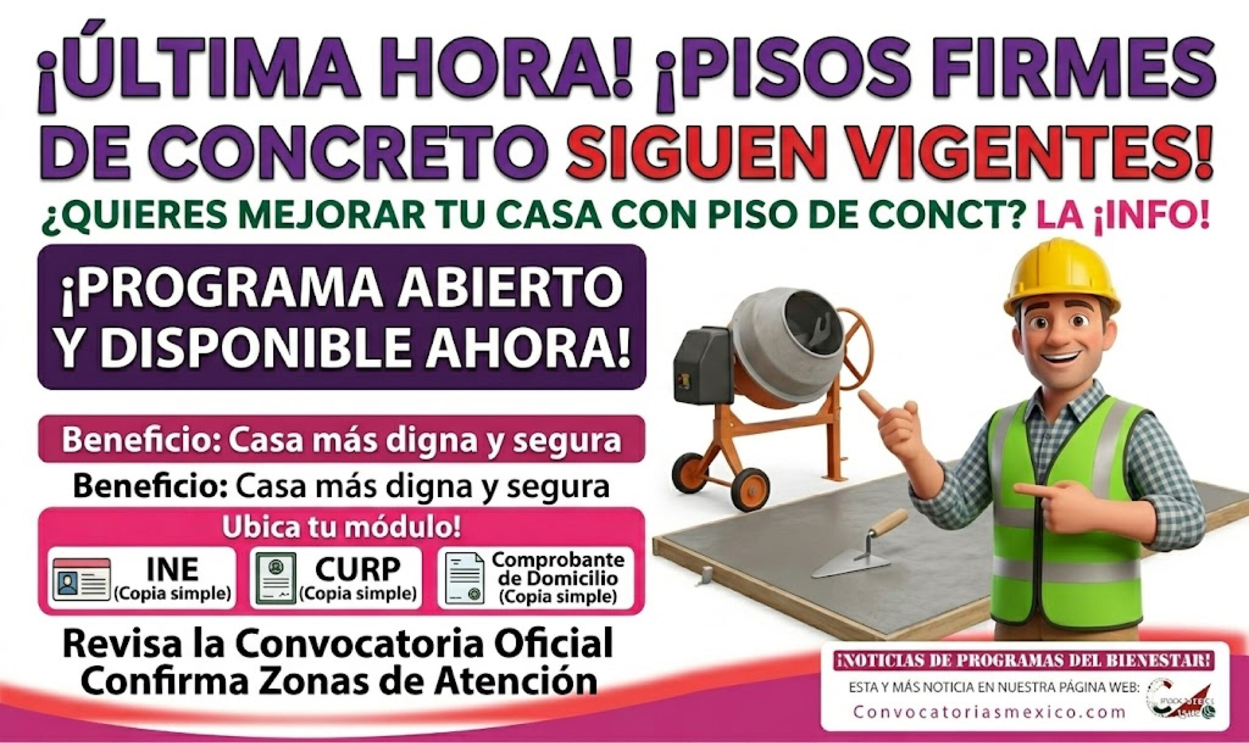 Pisos Firmes para el Mejoramiento de la Vivienda: sigue visible apoyo para piso de concreto