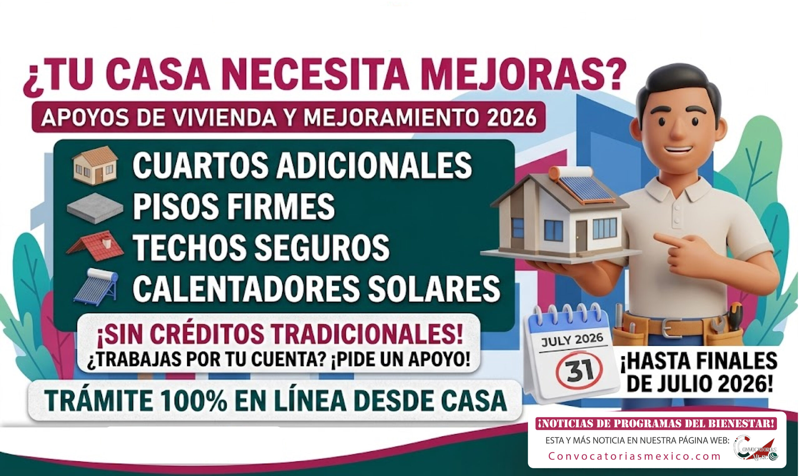 Abre prerregistro para apoyos de vivienda y mejoramiento: así puedes pedir cuartos, pisos firmes, techos y calentadores solares