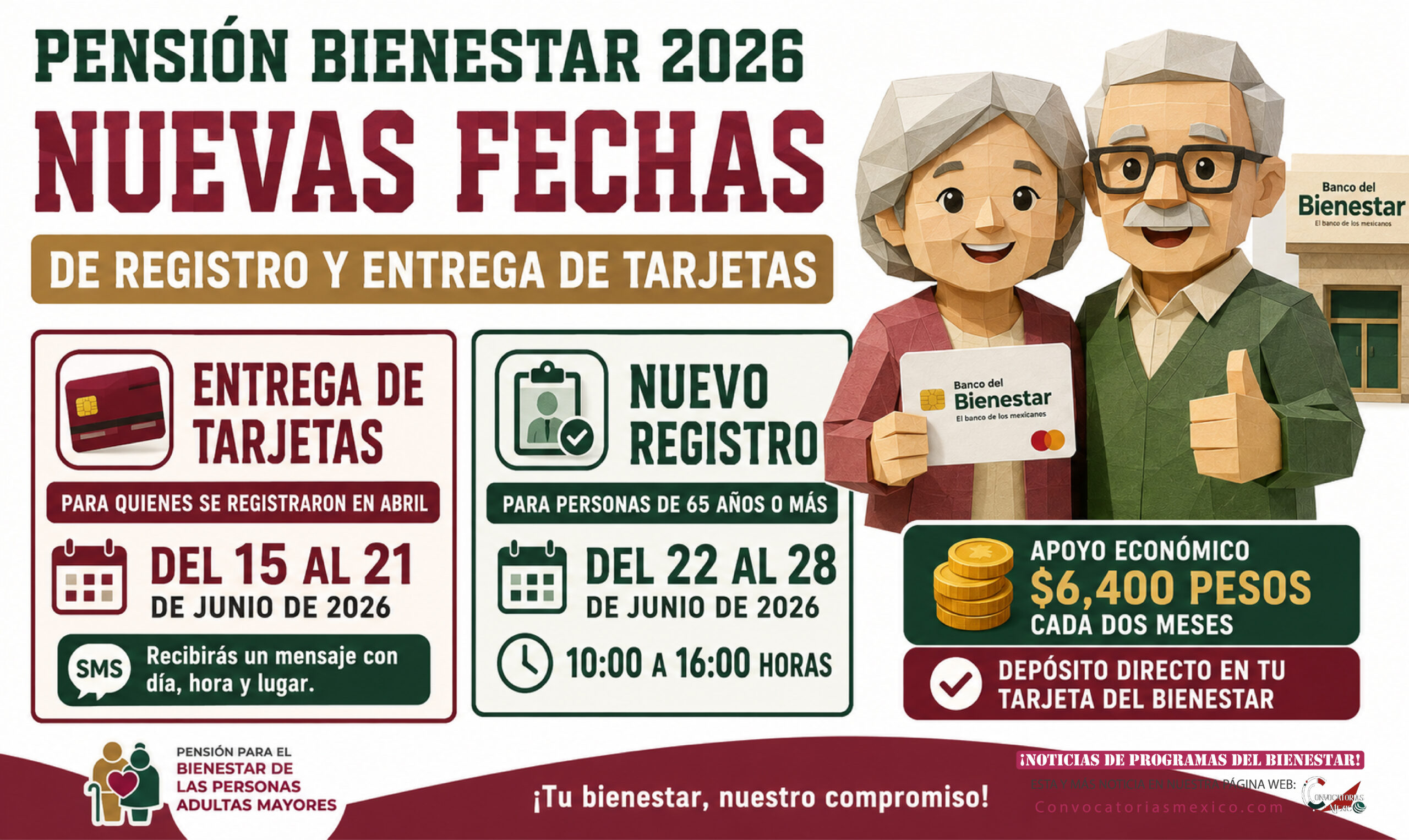 Pensión Bienestar 2026: nuevas fechas de registro y entrega de tarjetas para adultos mayores