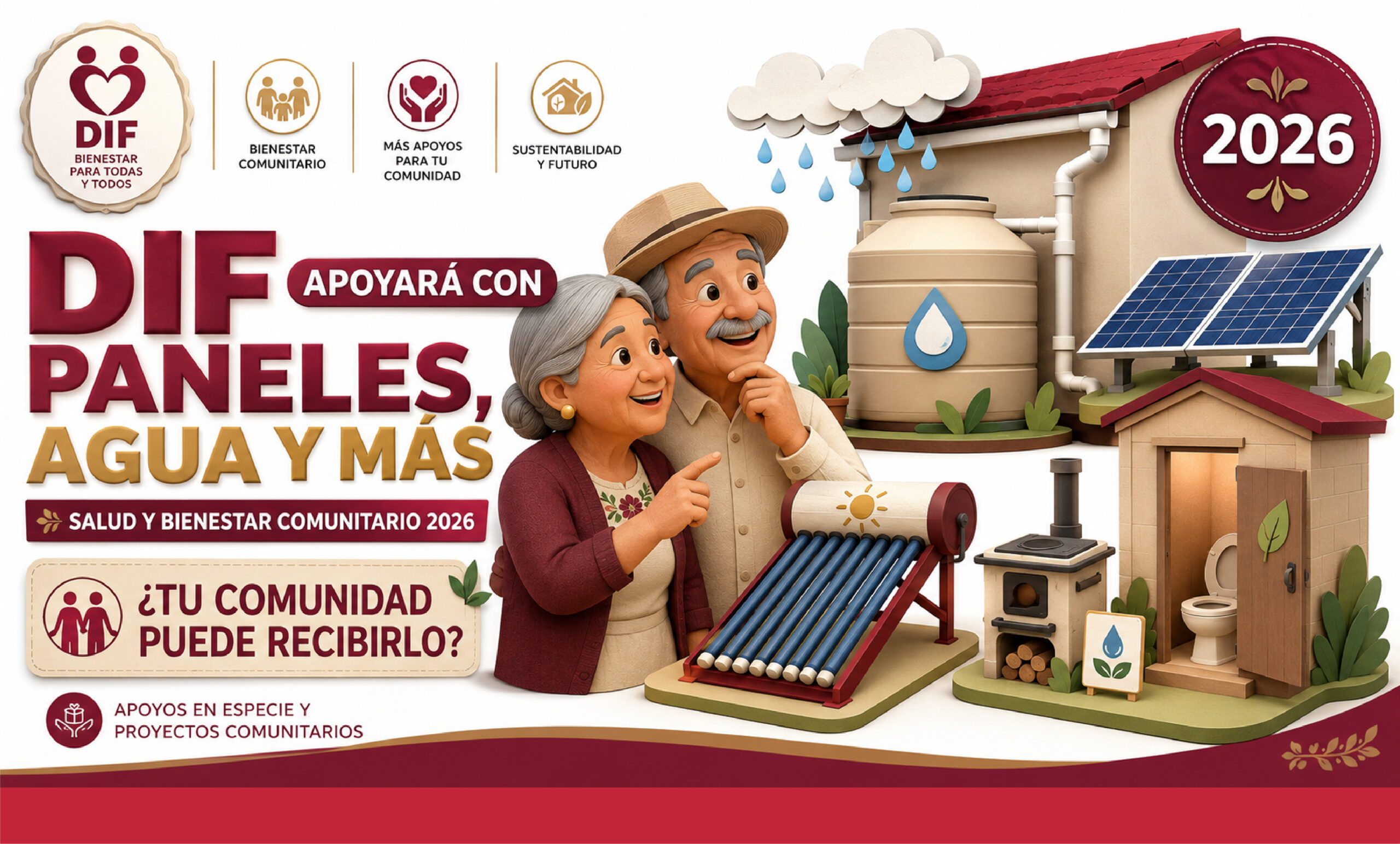 San Luis Potosí 2026: DIF apoyará comunidades con captación pluvial, celdas solares, calentadores solares y baños secos