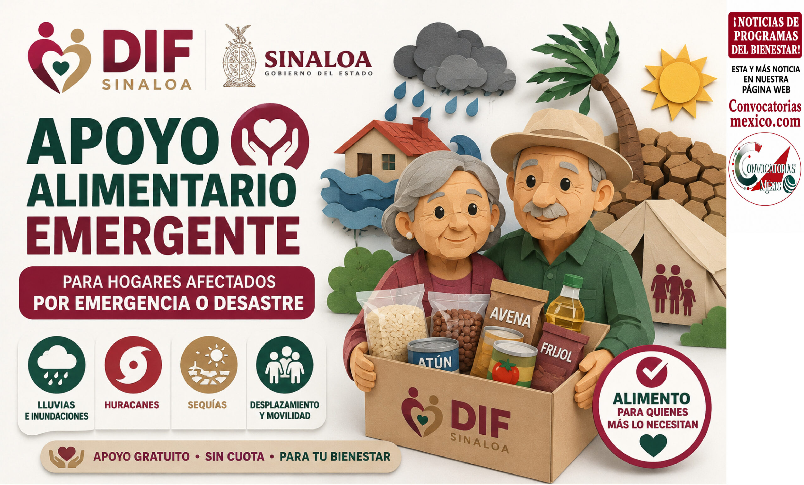 DIF Sinaloa 2026: apoyo alimentario emergente para hogares afectados por emergencia o desastre