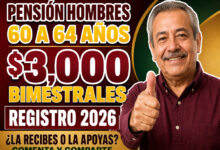 Pensión Hombres Bienestar de 60 a 64 años 2026: requisitos, registro y pagos de 3 mil pesos