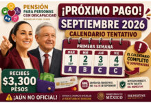 Pensión para Personas con Discapacidad: calendario tentativo de pagos para septiembre de 2026