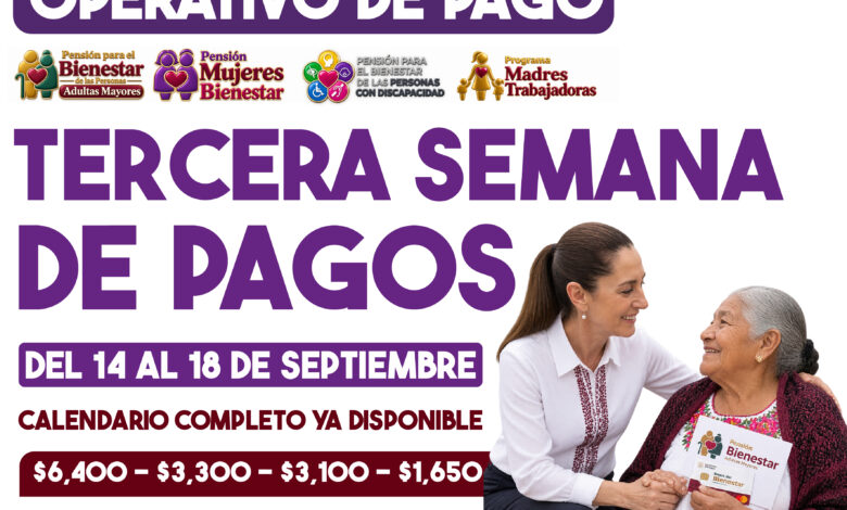 Tercera semana de pagos Bienestar septiembre 2026: letras que cobran del 14 al 18 de septiembre