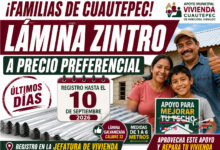 Lámina Zintro en Cuautepec a precio preferencial: familias pueden registrarse hasta el 10 de septiembre