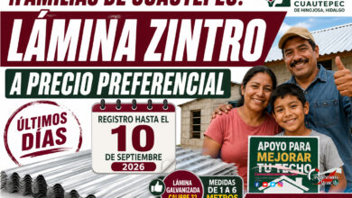 Lámina Zintro en Cuautepec a precio preferencial: familias pueden registrarse hasta el 10 de septiembre