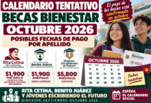 Calendario tentativo Becas Bienestar octubre 2026: posibles fechas de pago por apellido