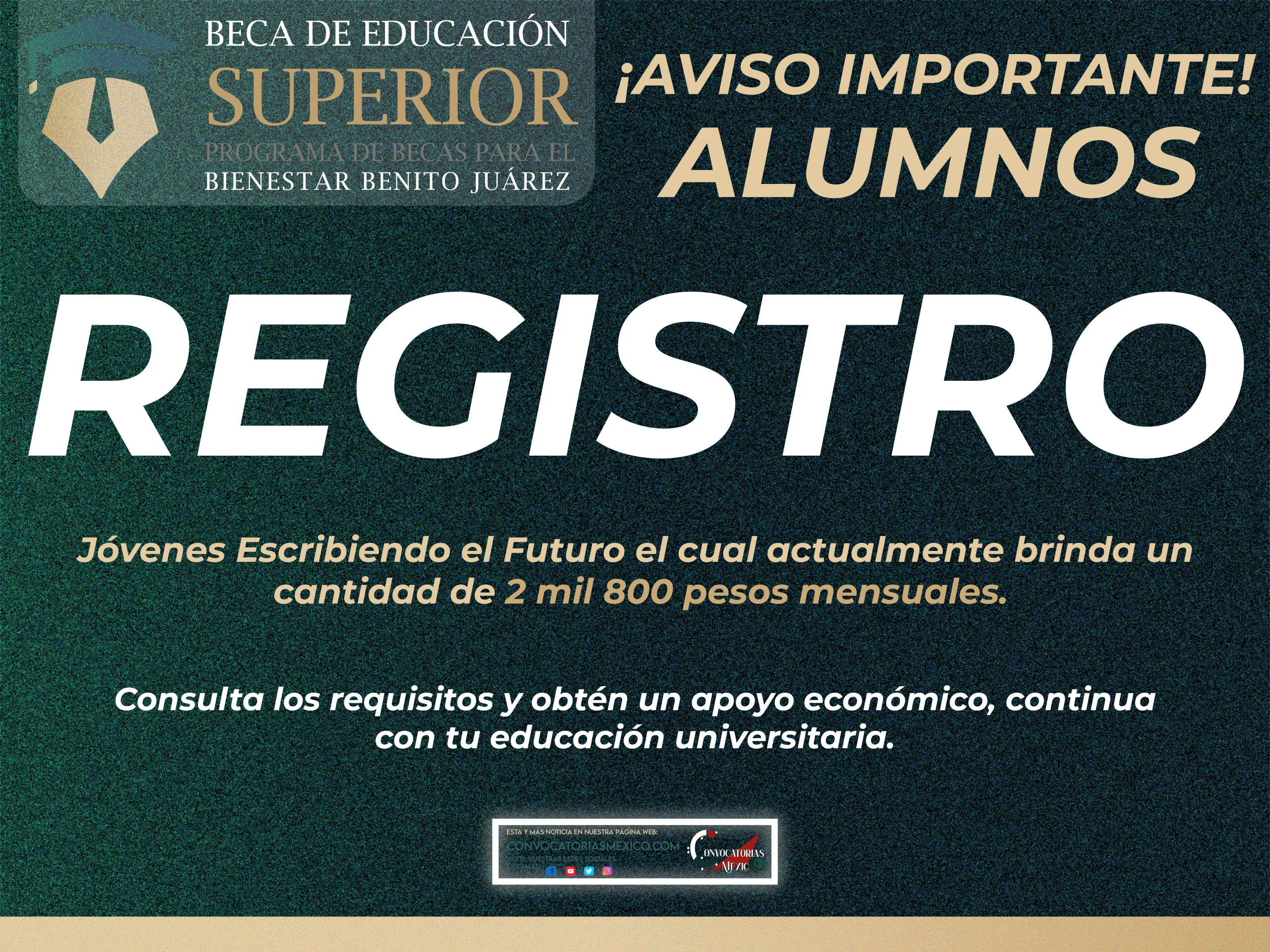 ¿Ingresaste a la universidad recientemente? ¡Regístrate al SUBES y solicita el apoyo de Jóvenes Escribiendo el Futuro!