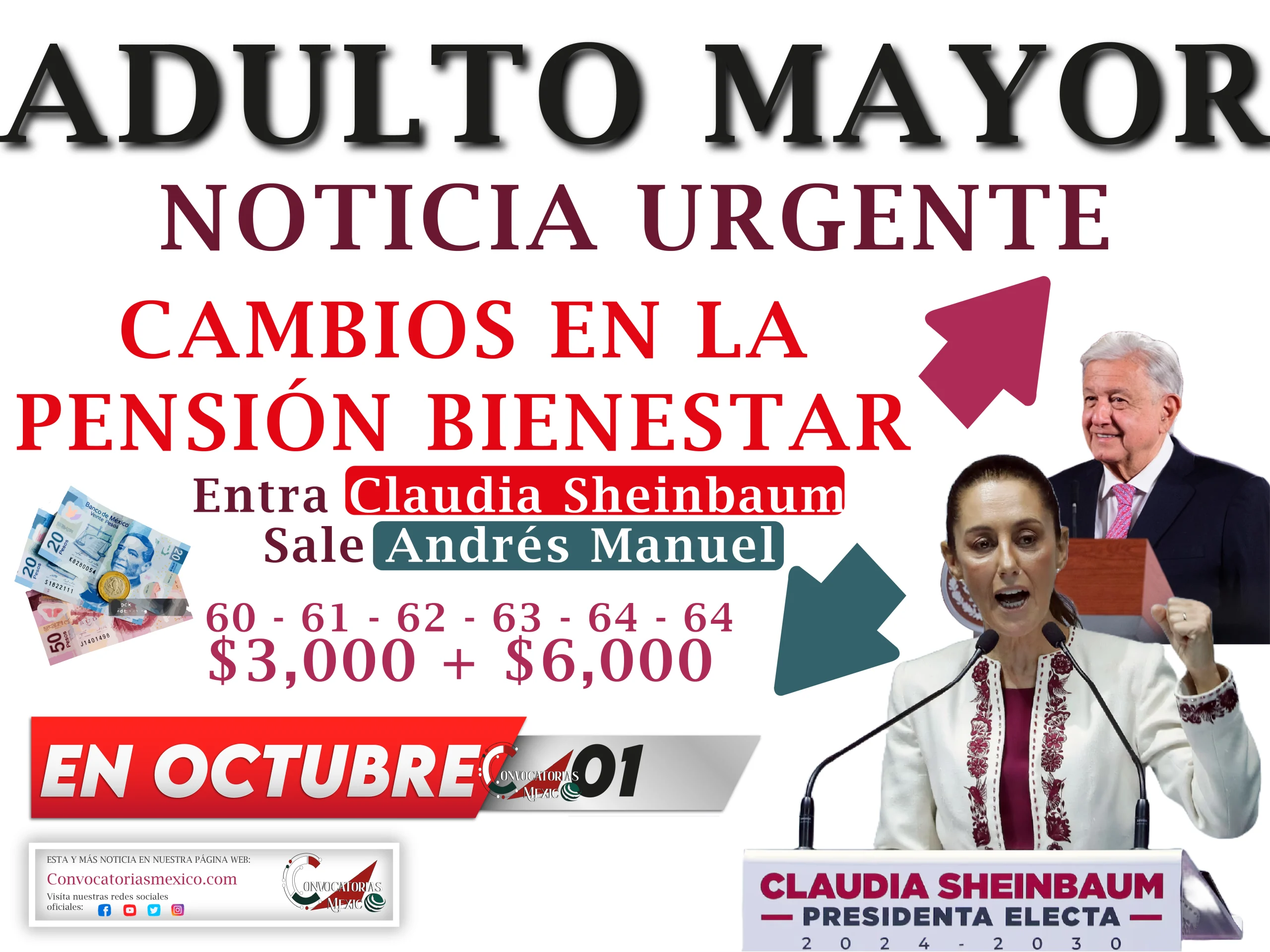  Entra Claudia Sale AMLO ¿Qué pasará con la pensión bienestar el 01 de octubre?