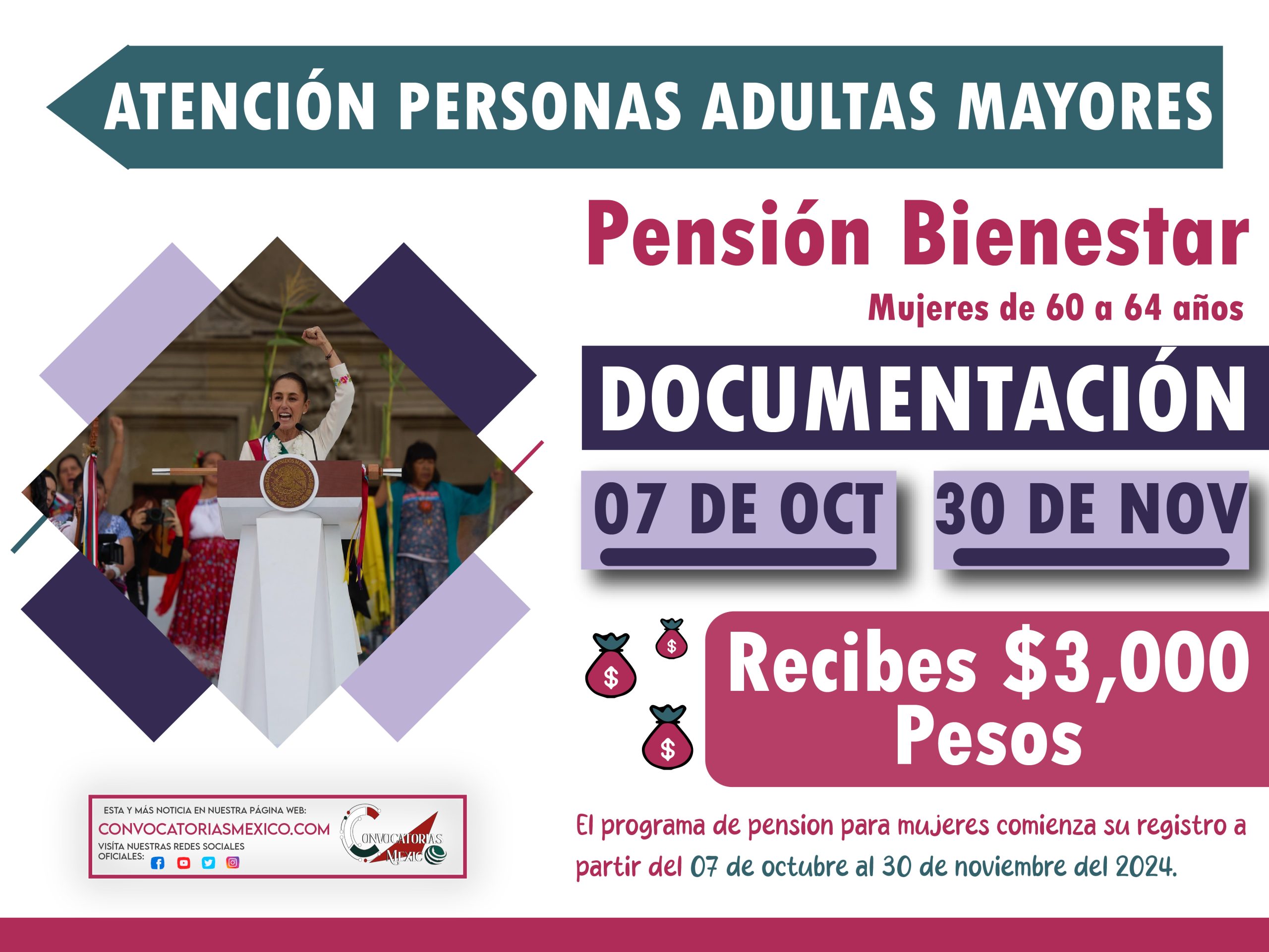 Pensión Bienestar para Mujeres de 60 a 64 años ¿Cuáles son los documentos que necesitan?