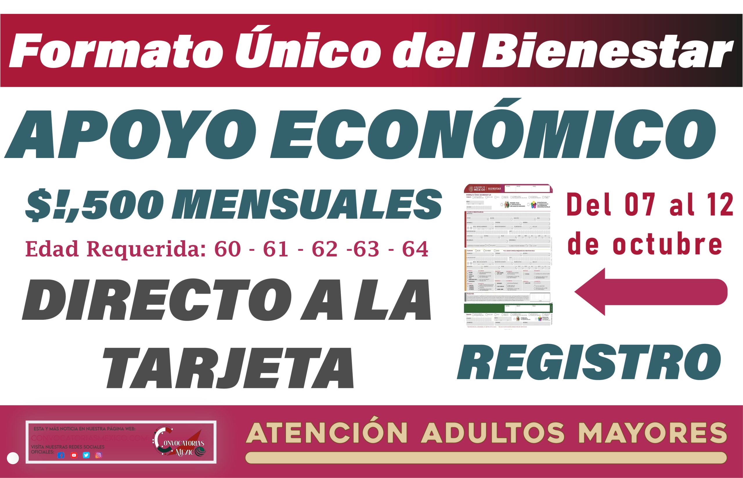 Formato Único del Bienestar para la Pensión Bienestar para Mujeres de 60 a 64 años