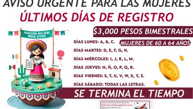 Últimos días de registro para recibir hasta $3,000 pesos bimestrales de la Pensión Mujeres de 60 a 64 años