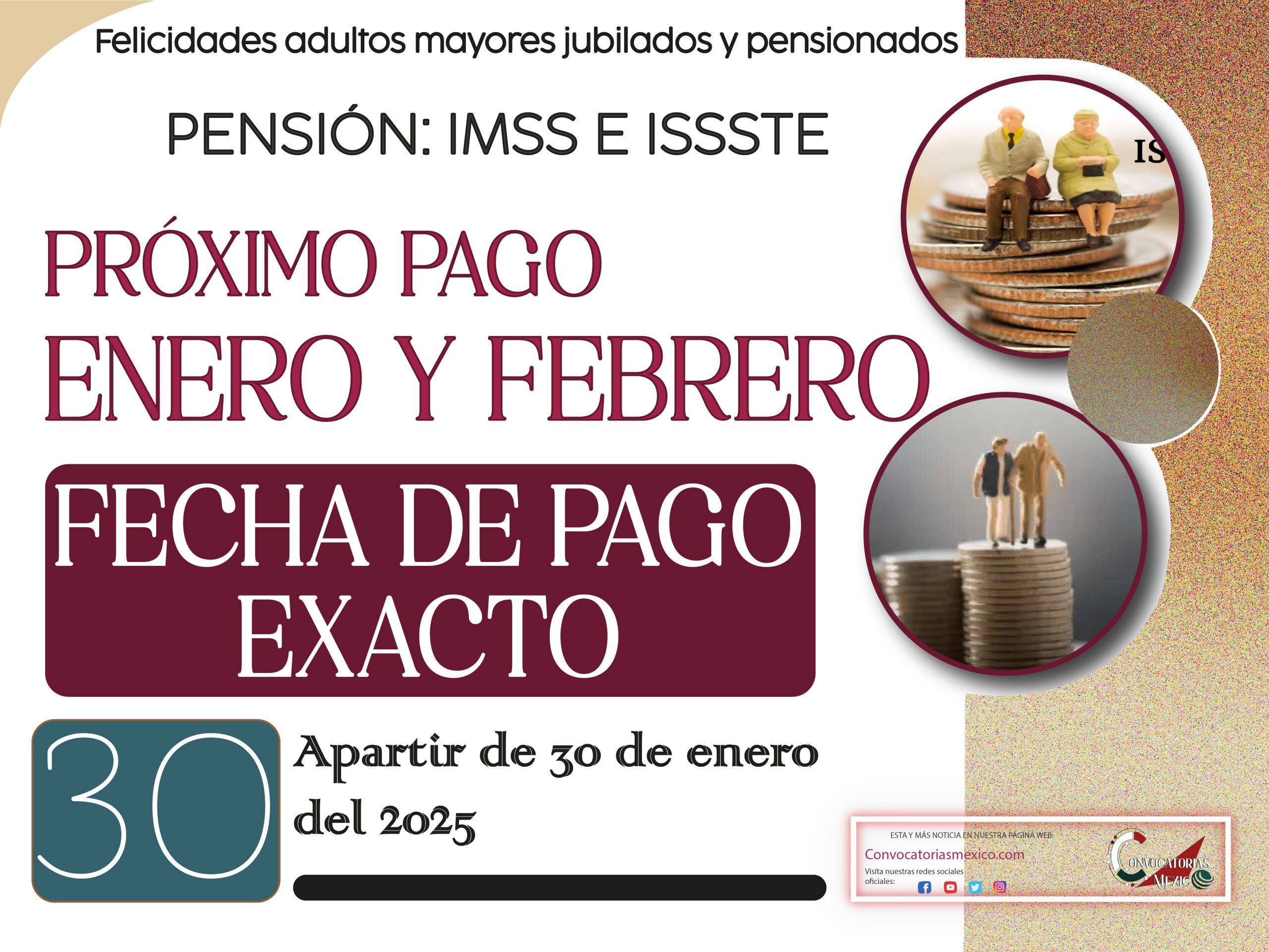 Fecha exacta de pago de febrero para los jubilados y pensionados del IMSS E ISSSTE 2025