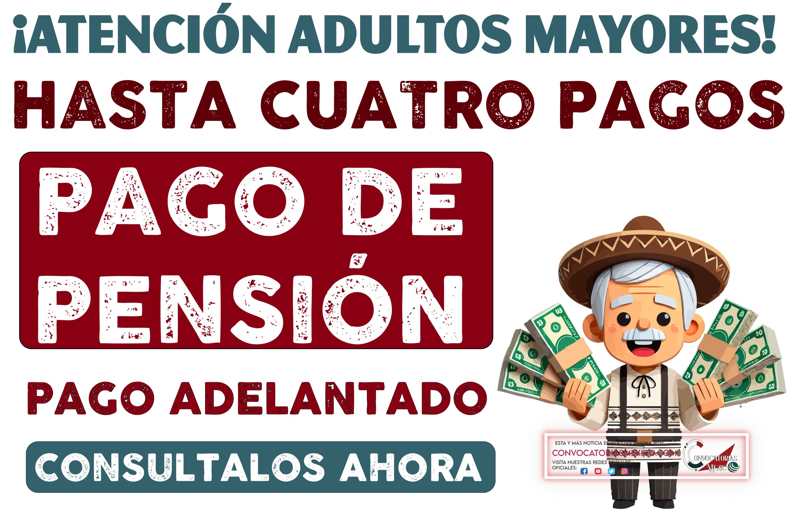 ¡HASTA CUATRO PAGOS! Adultos mayores reciben pago extras en marzo