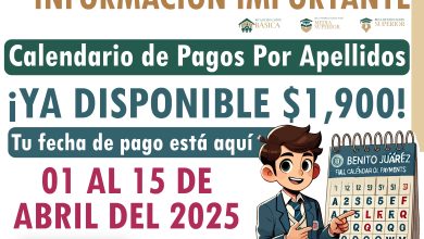 Por apellidos del 01 al 25 de abril para los alumnos de la Beca Benito Juárez 2025