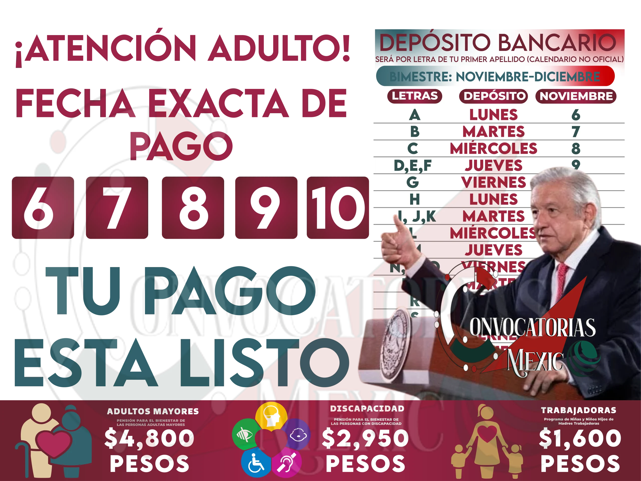 ¿Cuándo Recibirás tu Pensión Bienestar en Noviembre 2023? Calendario por Apellido