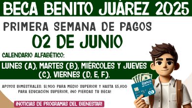 Del 2 al 6 de junio Primera semana de pagos de $1,900 pesos de la Beca Benito Juárez