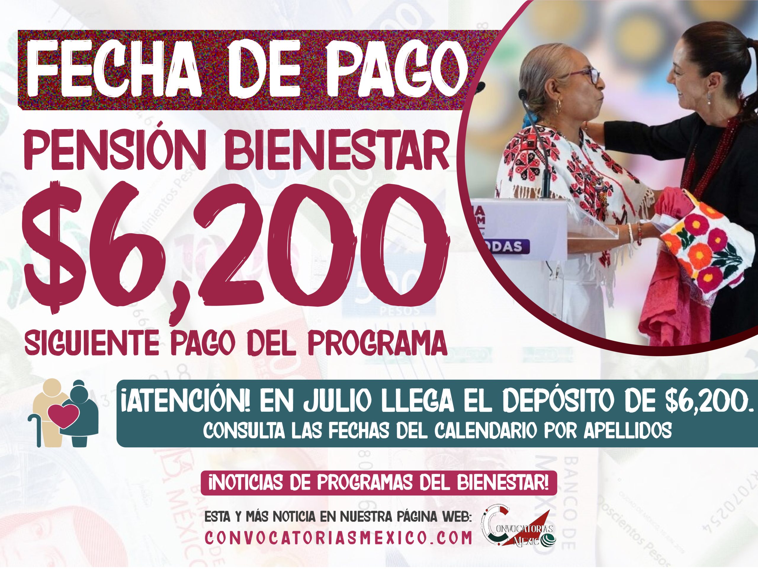 ¿Ya sabes qué día te toca tu pago de $6,200? De la Pensión Bienestar 2025