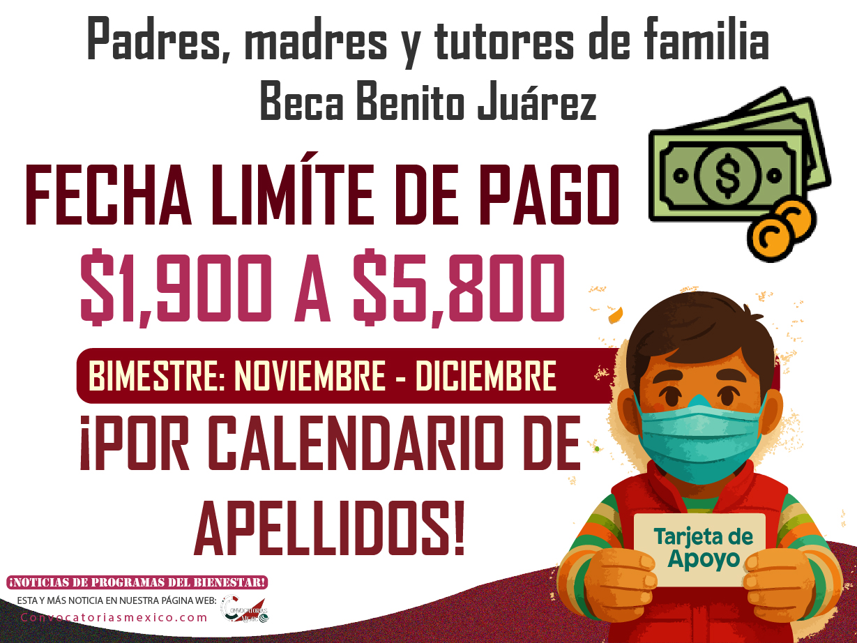 Fecha limíte para recibir los $1,900 y $5,800 pesos de la Beca Benito Juárez 2025