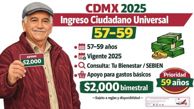 Ingreso Ciudadano Universal 57–59 con apoyo bimestral con $2,000 pesos
