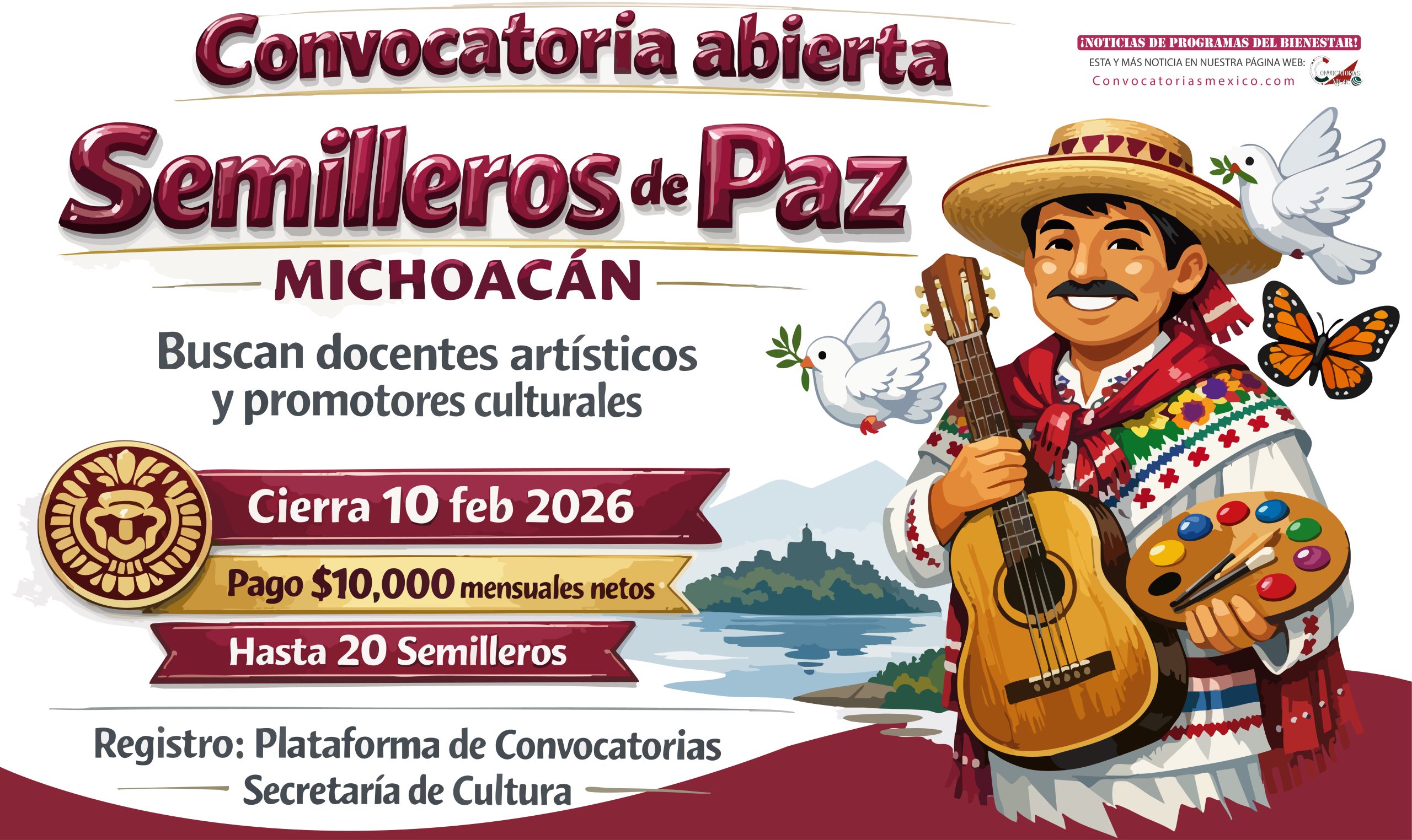 Michoacán abre convocatoria “Semilleros de Paz”: buscan docentes artísticos y promotores culturales