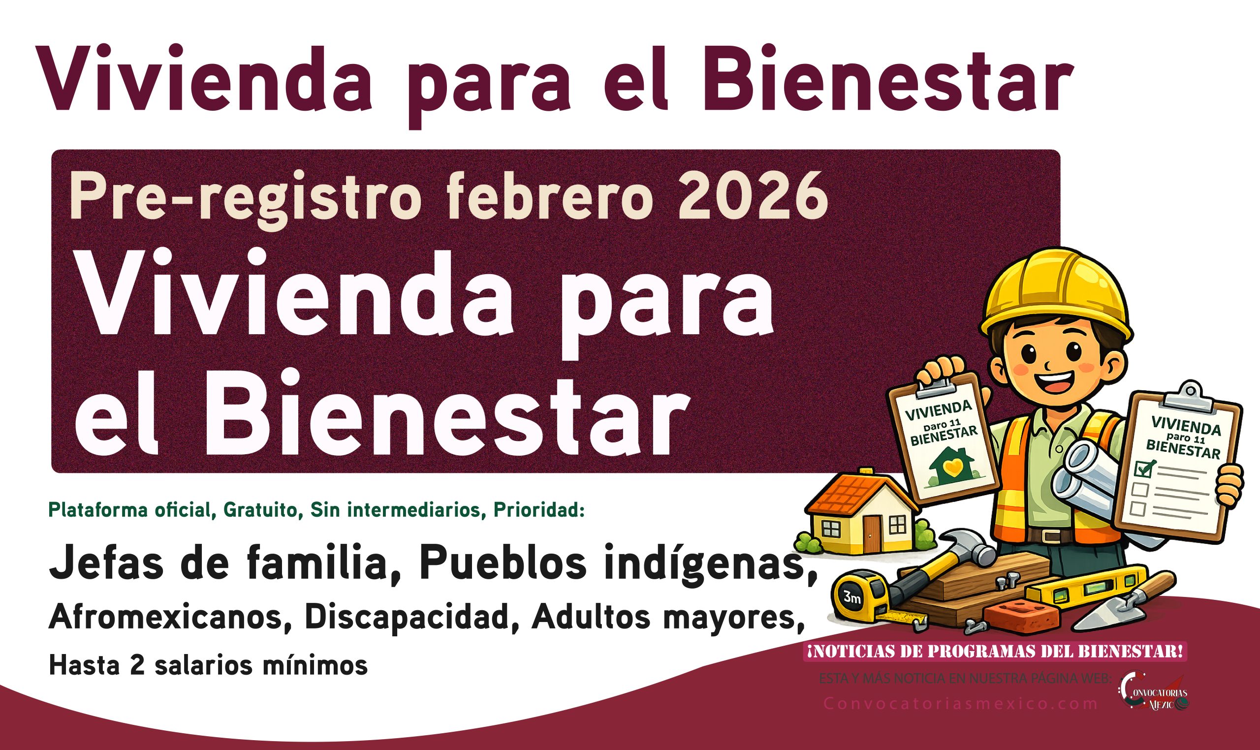 Pre-registro en línea Vivienda para el Bienestar (Conavi) en febrero 2026