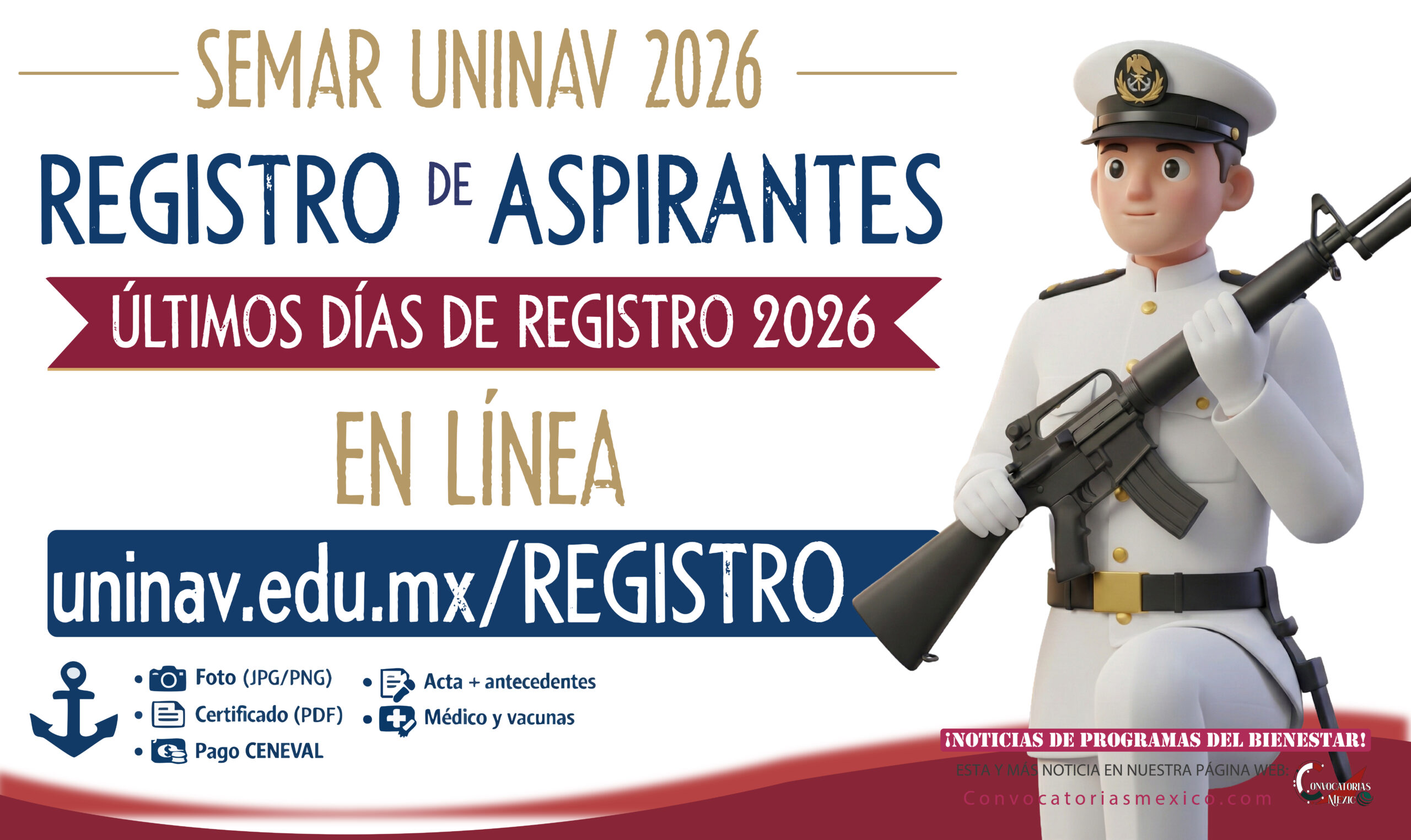 Últimas fechas de registro para aspirantes UNINAV 2026: Del 15 de diciembre al 9 de marzo