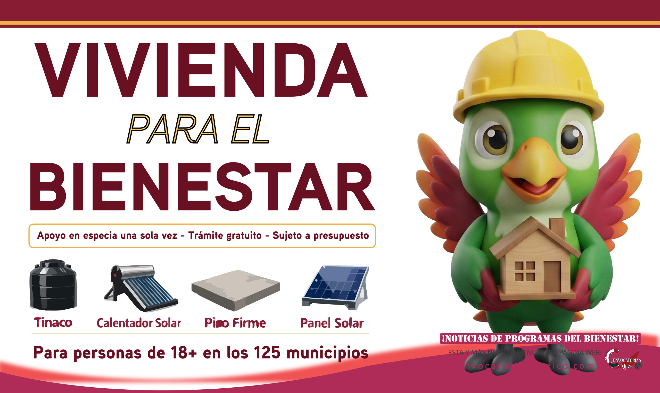 Paquete de materiales complementarios o equipamiento Vivienda para el Bienestar