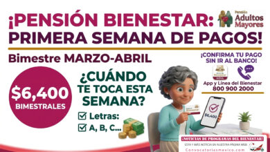 Primera semana de pagos de la Pensión Bienestar 65 y más del bimestre marzo-abril