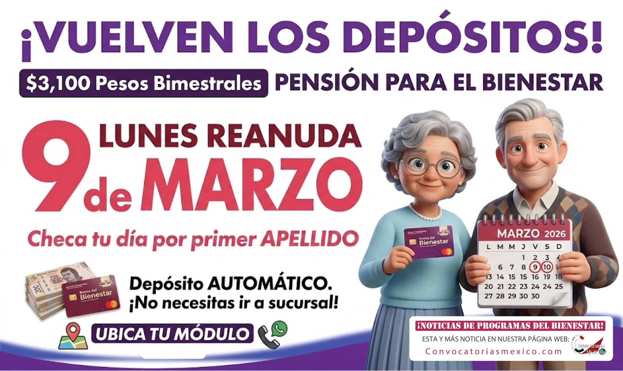 ¡Nuevas fechas! Reanudación de pagos de la Pensión para el Bienestar después del 6 de marzo