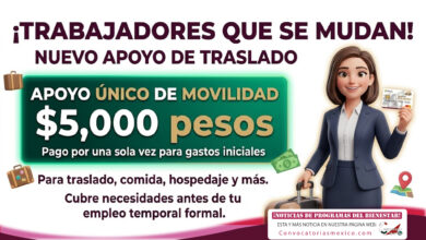 Apoyo único de $5,000 pesos para personas que deben salir de su estado por trabajo temporal