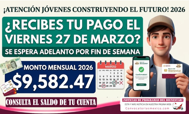 Se adelanta pago de $9,582.47 pesos para estos beneficiarios del Bienestar 2026