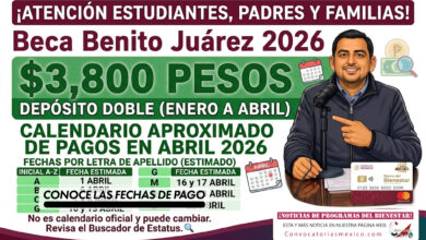 $3,800 pesos para el mes de abril de la Beca Benito Juárez de 2026 para el bimestre marzo-abril