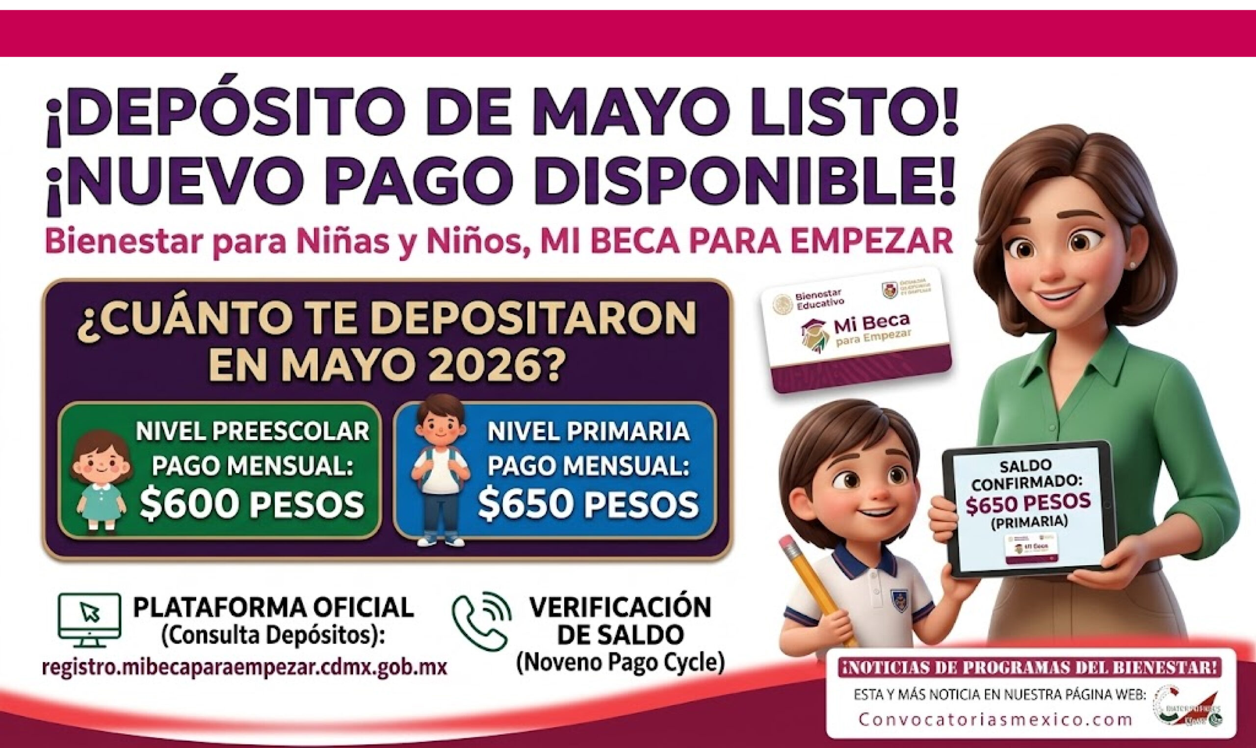 Consulta tu cuenta: comienzan pagos del programa Bienestar para Niñas y Niños, Mi Beca para Empezar
