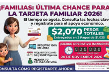 Tarjeta Familiar 2026, recibes dos pagos de $1,035 pesos realiza el registro en línea