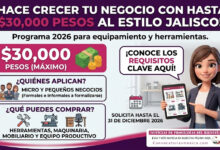 Crece tu Negocio al Estilo Jalisco 2026: apoyo para equipo, herramientas, mobiliario y maquinaria