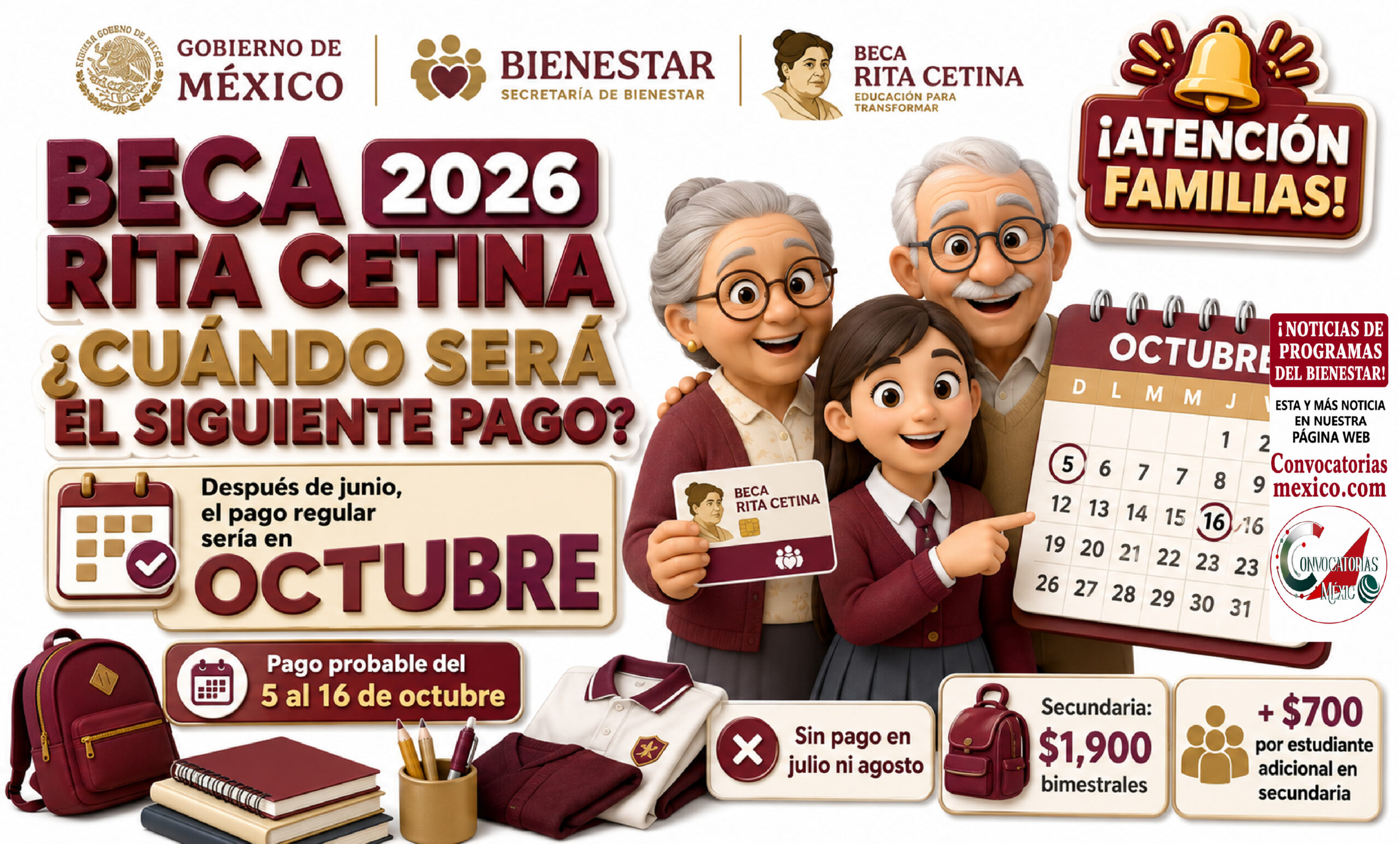 ¿Cuándo será el siguiente pago de la Beca Rita Cetina 2026 después de junio?