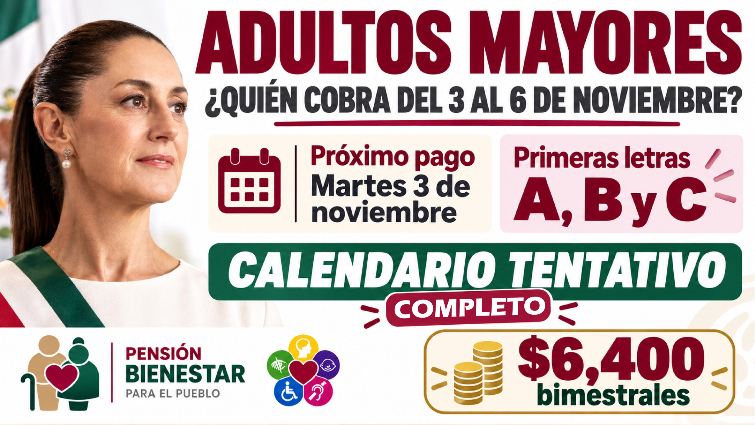 Pensión Bienestar: qué letras podrían cobrar del 3 al 6 de noviembre de 2026