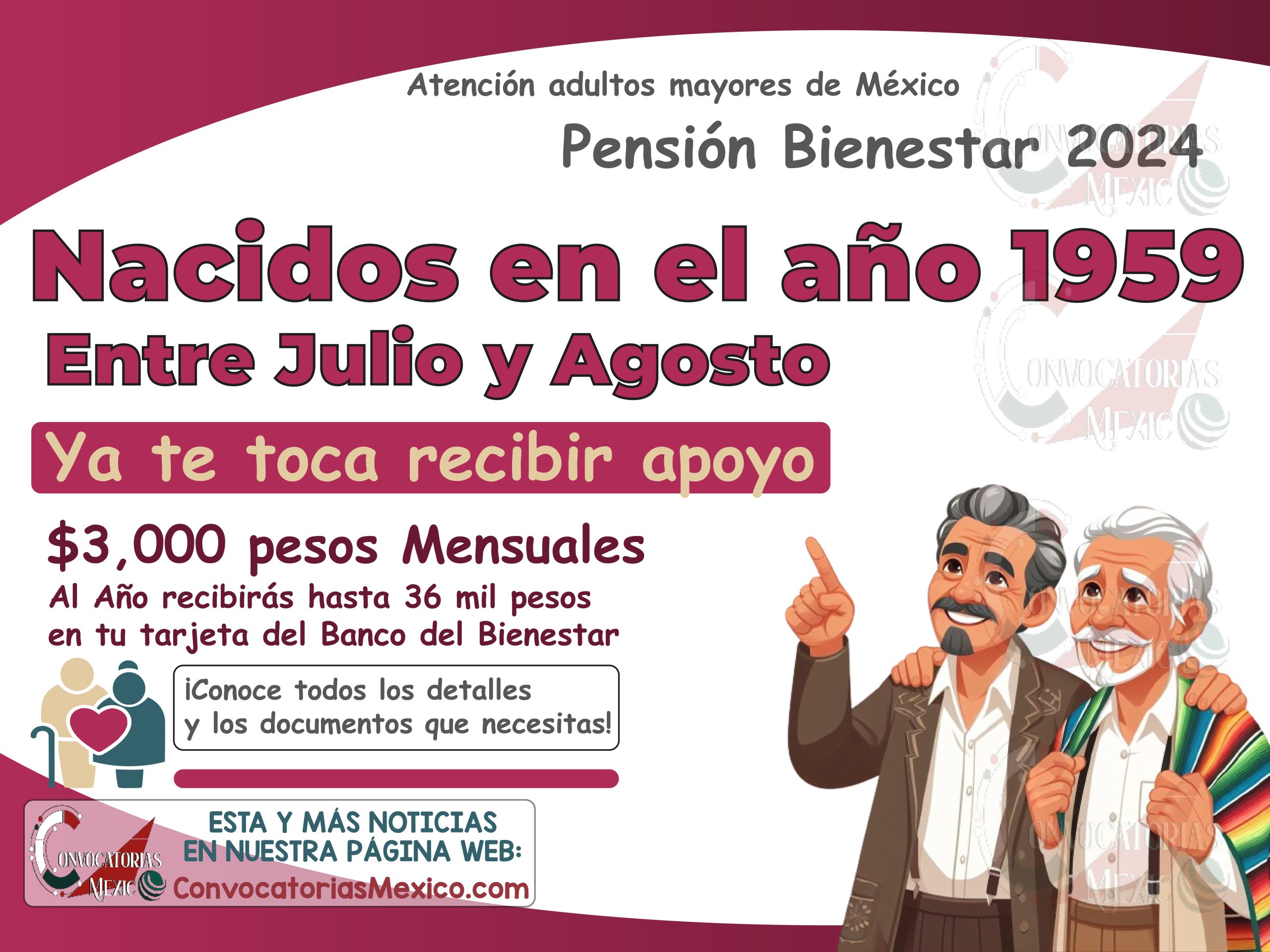 Sí Naciste en 1959 entre julio y agosto ¿Cuándo podrás recibir la Pensión Bienestar 2024?