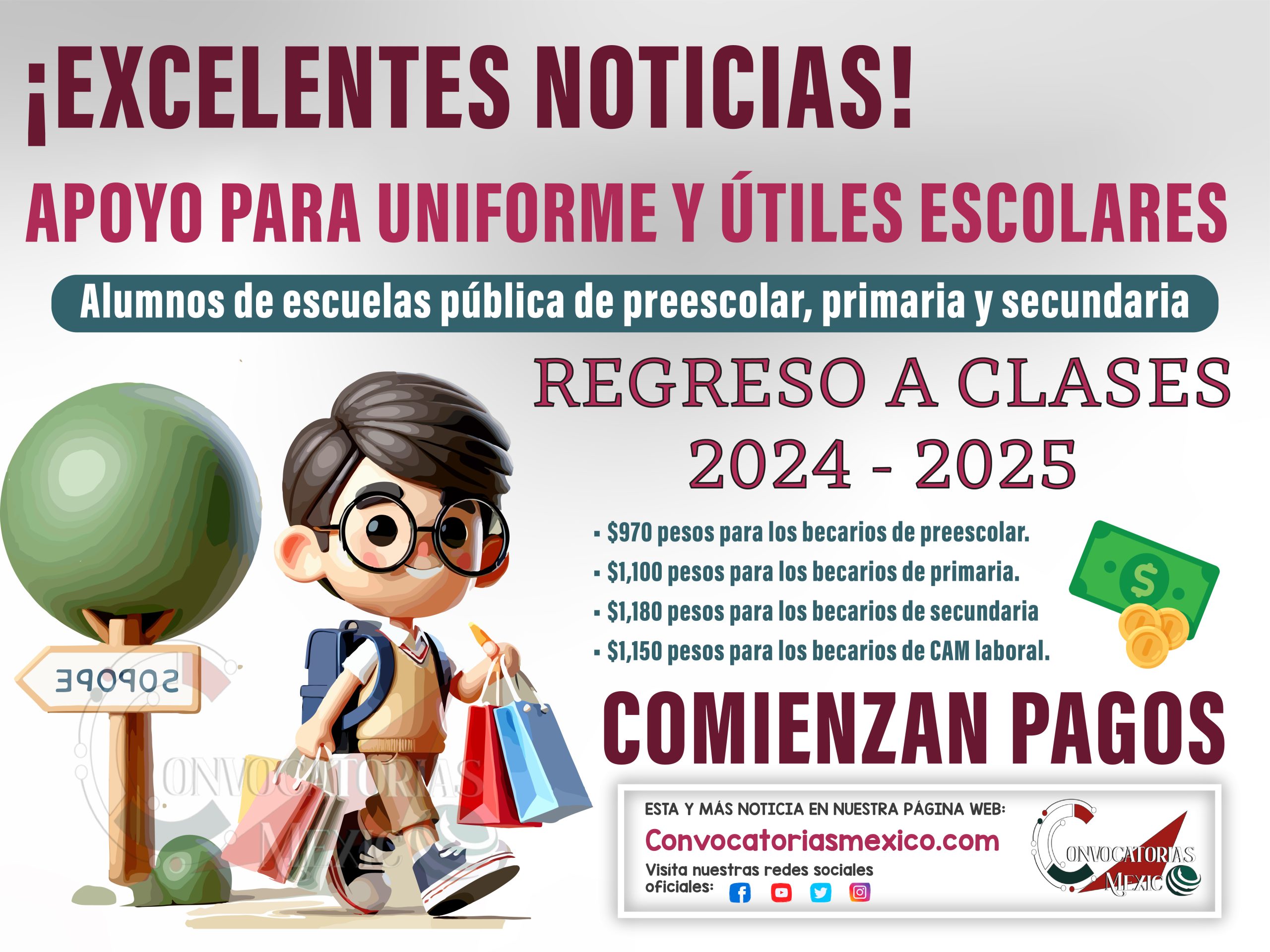 Comienzan pagos para uniformes y útiles escolares Bienestar para Niñas y Niños Mi Beca para Empezar 2024 - 2025