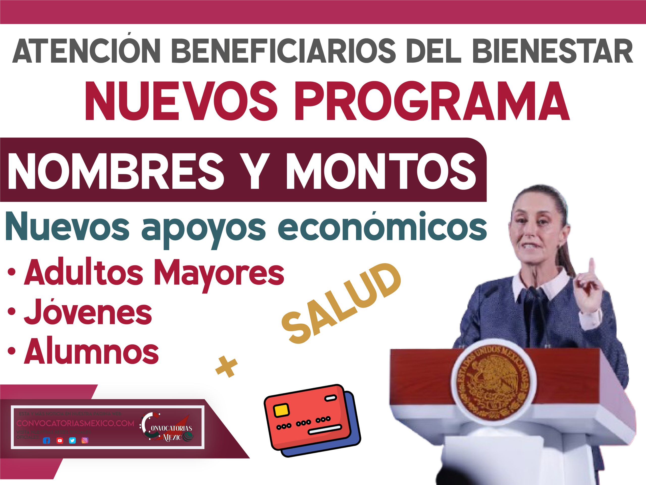 $3,000 + $1,900 + Salud Lista de apoyos económicos creados por Claudia Sheinbaum para el 2025