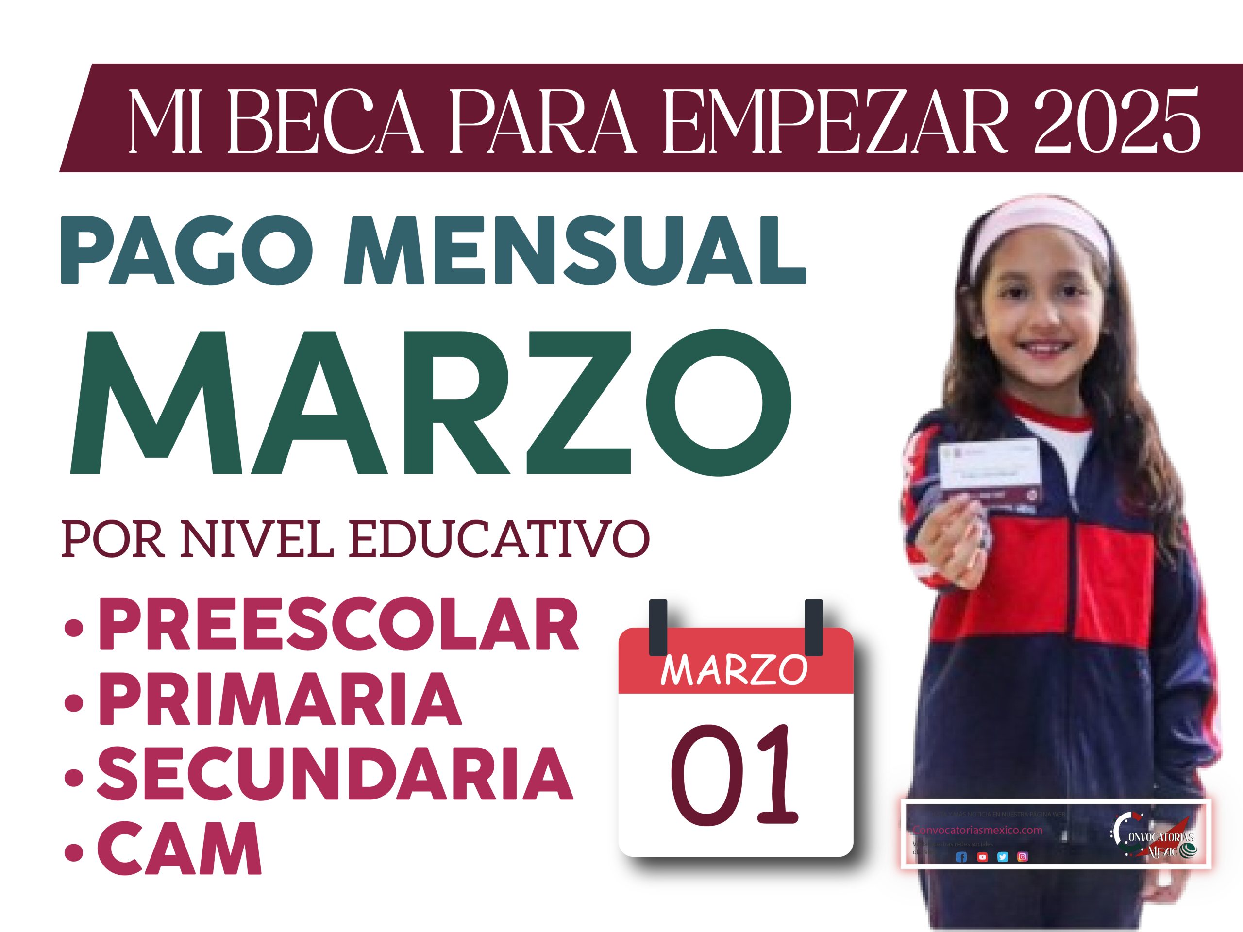 01 de marzo pago mensual de 650 de la Beca Bienestar para Niñas y Niños 2025