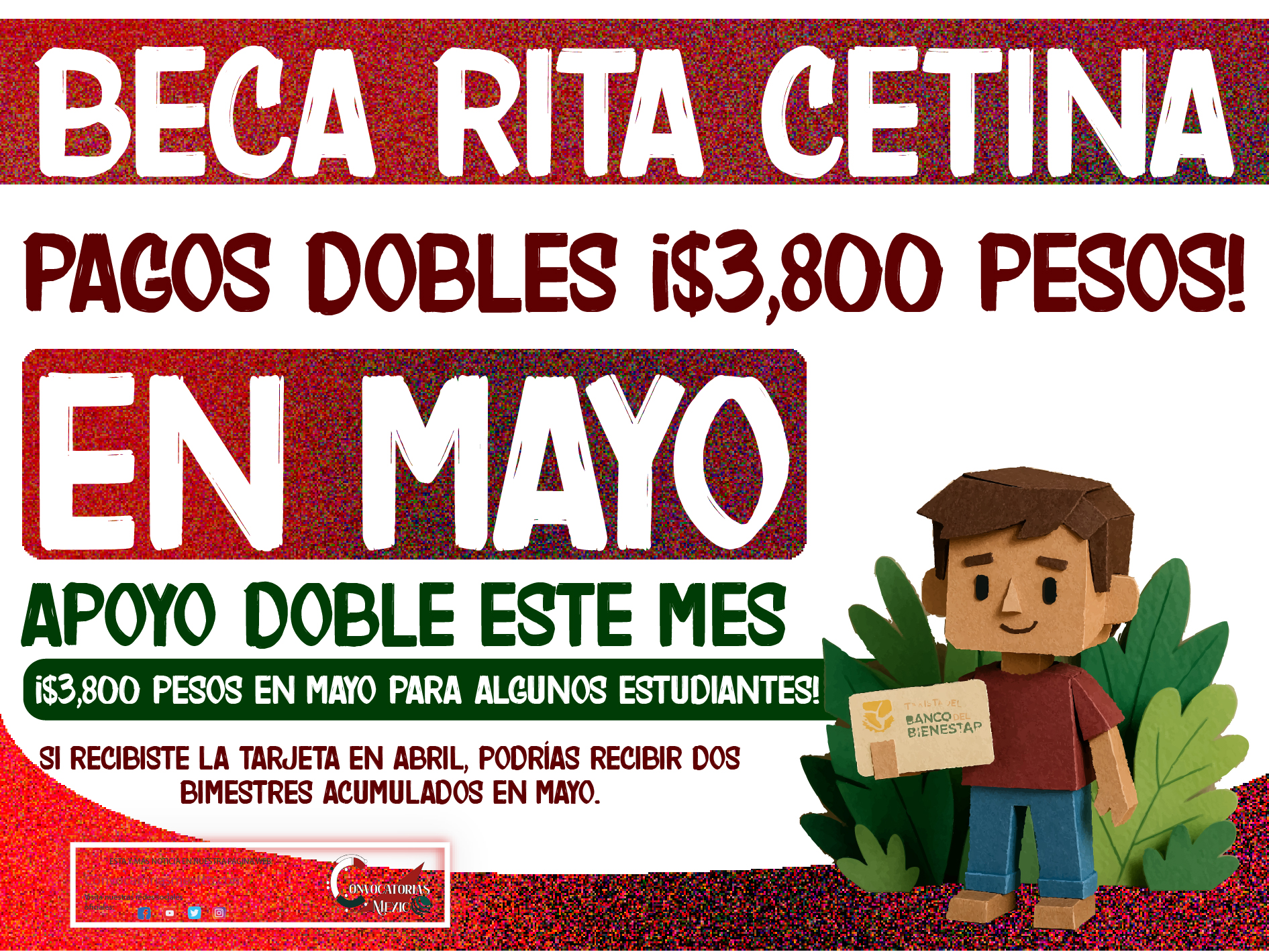 ¡Comienzan pagos en mayo! $3,800 pesos de la Beca Rita Cetina Gutiérrez 2025