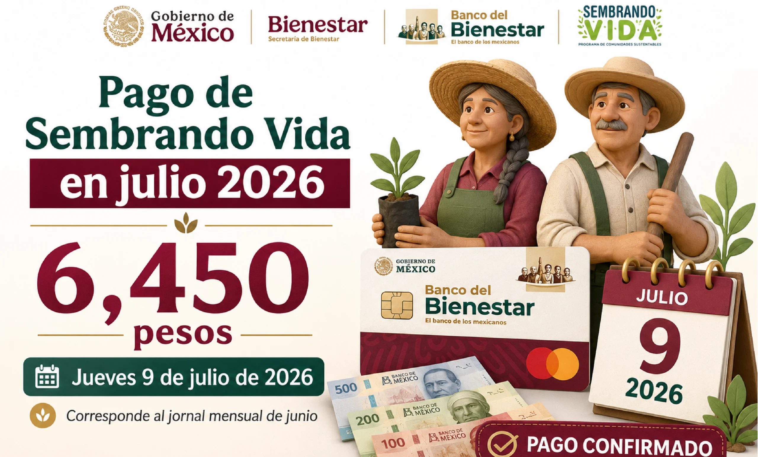 Además de la pensión se entrega $6,450 pesos de este programa del Bienestar en julio 2026