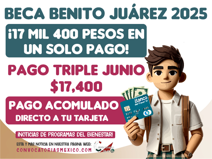Hasta $17,400 pesos en un solo pago de la Beca Benito Juárez en Junio del 2025
