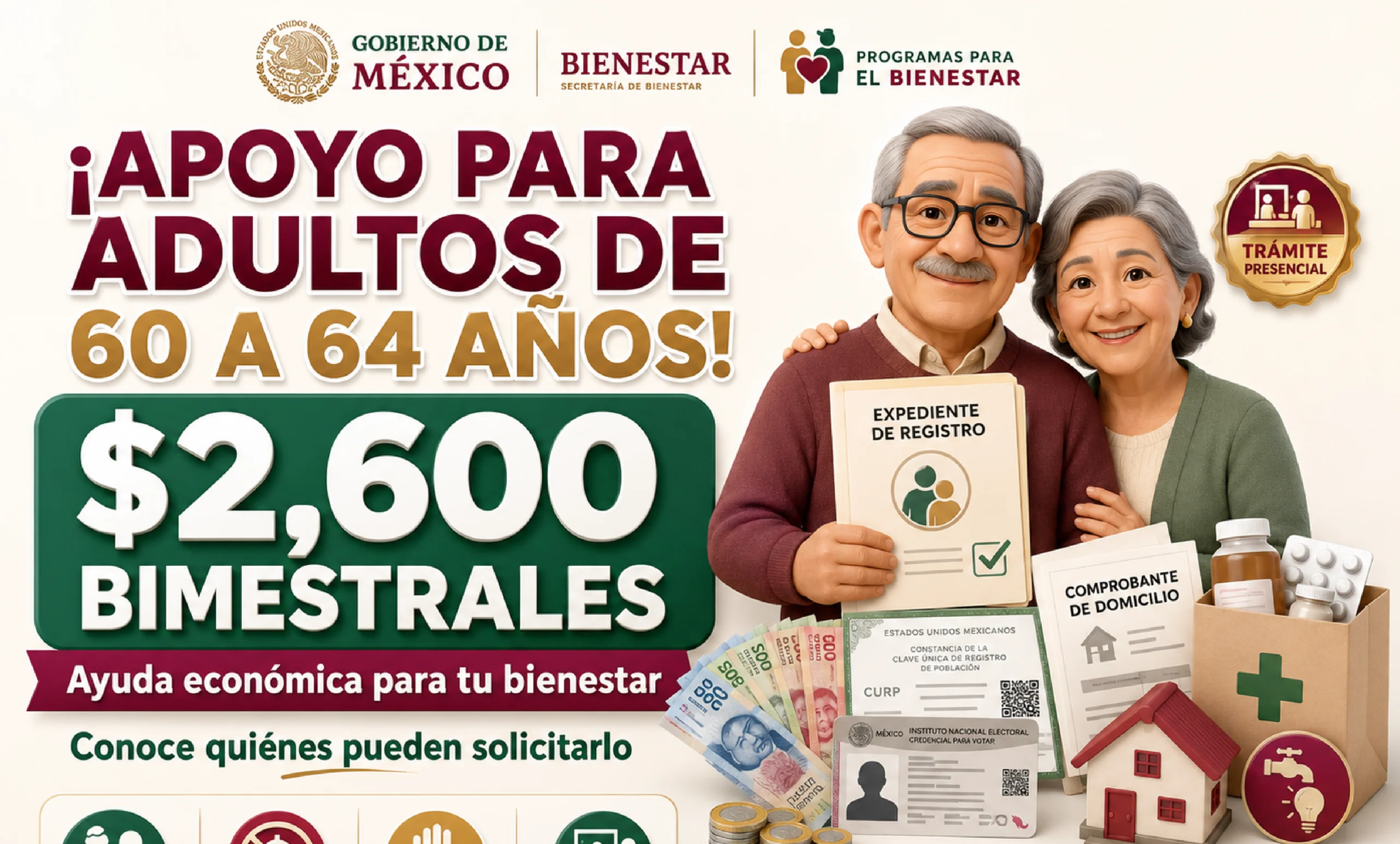Apoyo para Personas Adultas Mayores de 60 a 64 años en Baja California: entregan $2,600 bimestrales