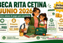 Beca Rita Cetina junio 2026: primera semana de pagos para secundaria y fechas para primaria
